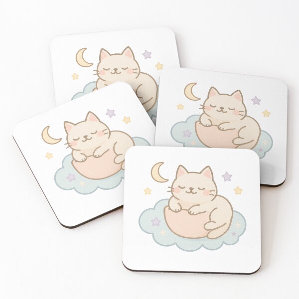 Item preview, Dreamy Cat on Cloud Design – Cute Kawaii Cat with Moon and Stars Vinyl Decal designed and sold by FurEver Graphics.