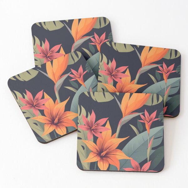 Item preview, Tropical Flowers and Leaves with Purple Background designed and sold by Ciervo Primavera.