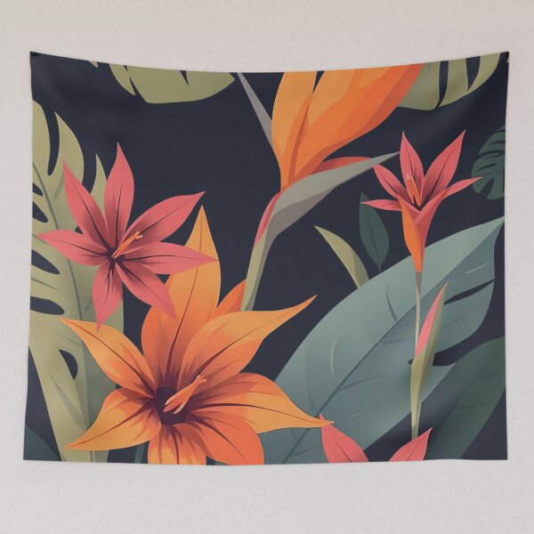 Item preview, Tropical Flowers and Leaves with Purple Background designed and sold by Ciervo Primavera.