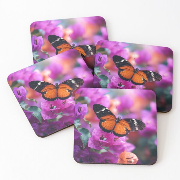 Item preview, Beautiful mini Butterfly on Orange Purple Bougainvillea Flower designed and sold by scicilysimonee.