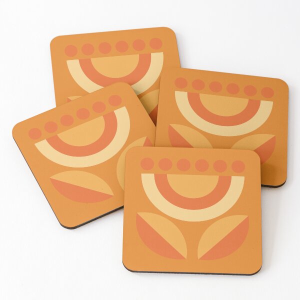 Item preview, Geometric Floral in Orange designed and sold by latheandquill.
