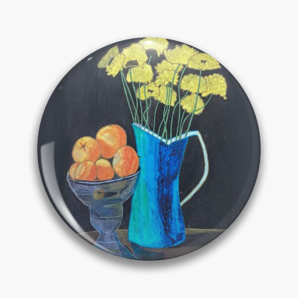 Artikelvorschau, Stillleben – Blumenvase und Früchte auf einem Tisch – Aquarell auf Papier entworfen und verkauft von Svasti Arts and Designs.