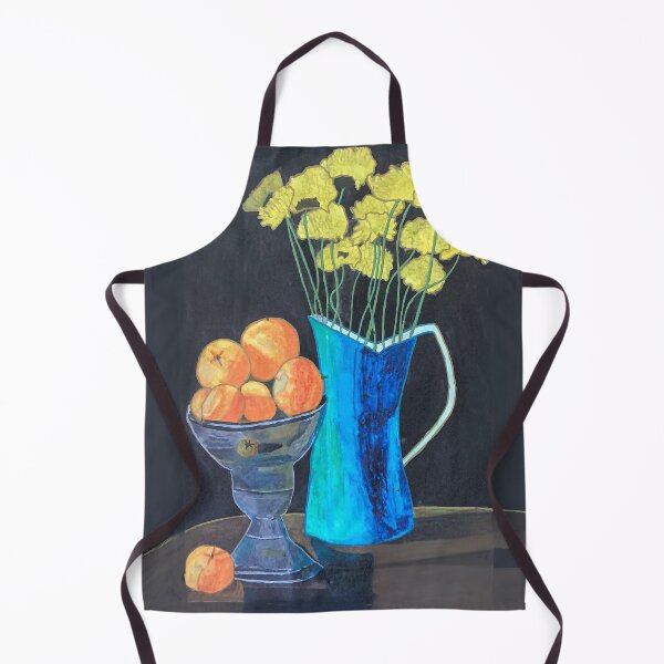 Artikelvorschau, Stillleben – Blumenvase und Früchte auf einem Tisch – Aquarell auf Papier entworfen und verkauft von Svasti Arts and Designs.