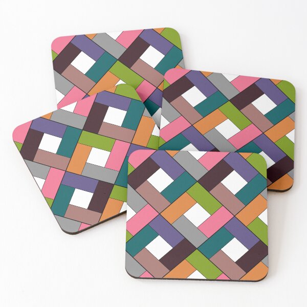 Item preview, Geometric patchwork plaid made of multicolored patches  designed and sold by fuzzyfox.