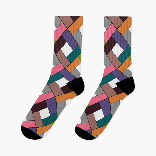 Item preview, Geometric patchwork plaid made of multicolored patches  designed and sold by fuzzyfox.