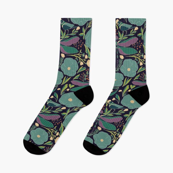 Item preview, Purple and green Art Nouveau dragonflies birds flowers - lush garden designed and sold by ahahdodo.
