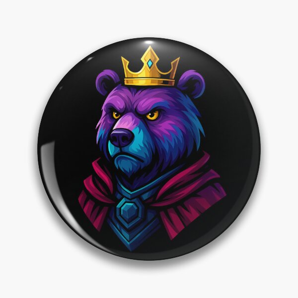 Item preview, Majestic Royal Bear King Wearing Golden Crown and Red Cloak in Vibrant Fantasy Style Fierce Animal Artwork designed and sold by Mimoshi ⭐⭐⭐⭐⭐.