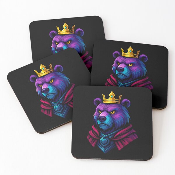 Item preview, Majestic Royal Bear King Wearing Golden Crown and Red Cloak in Vibrant Fantasy Style Fierce Animal Artwork designed and sold by Mimoshi ⭐⭐⭐⭐⭐.