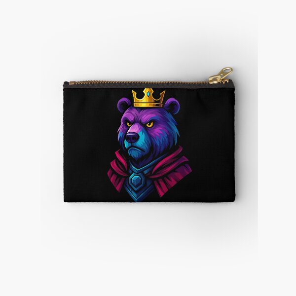 Item preview, Majestic Royal Bear King Wearing Golden Crown and Red Cloak in Vibrant Fantasy Style Fierce Animal Artwork designed and sold by Mimoshi ⭐⭐⭐⭐⭐.