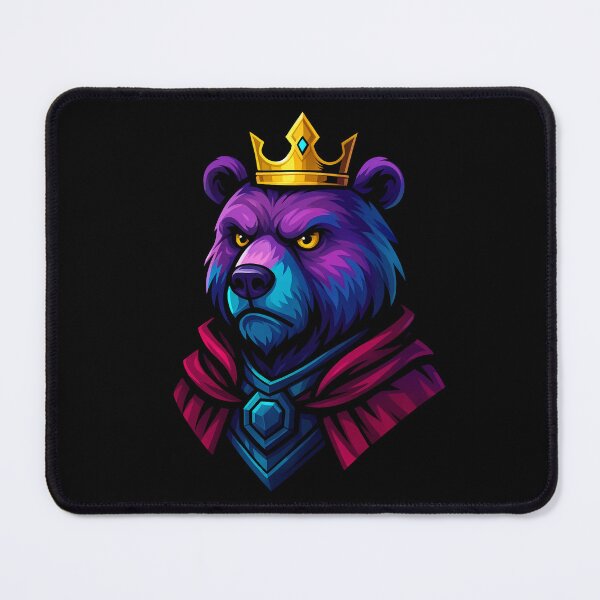 Item preview, Majestic Royal Bear King Wearing Golden Crown and Red Cloak in Vibrant Fantasy Style Fierce Animal Artwork designed and sold by Mimoshi ⭐⭐⭐⭐⭐.