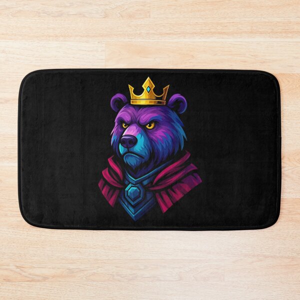Item preview, Majestic Royal Bear King Wearing Golden Crown and Red Cloak in Vibrant Fantasy Style Fierce Animal Artwork designed and sold by Mimoshi ⭐⭐⭐⭐⭐.