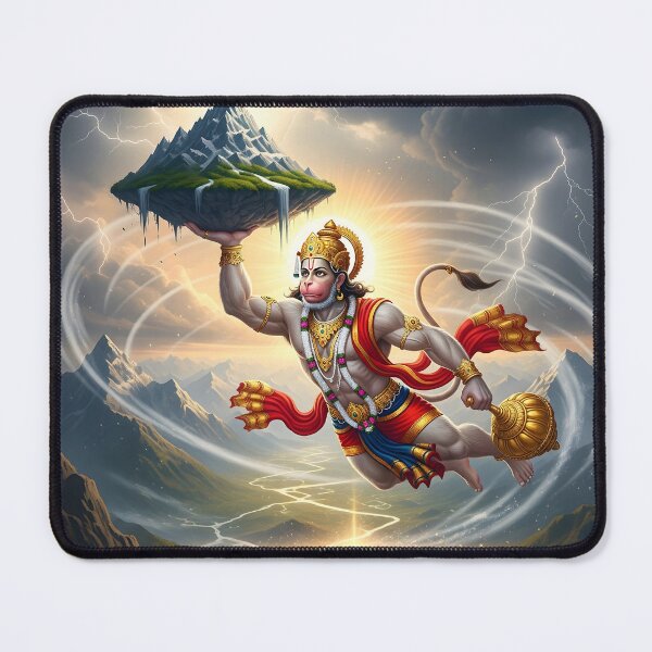 Item preview, Lord Hanuman Carrying Sanjeevni Parvat Hindu God Art by SoberSips designed and sold by SoberSips.