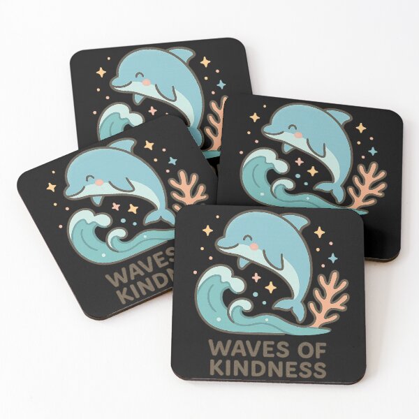 Item preview, Kawaii Dolphin Ocean Design – Waves of Kindness Quote designed and sold by Dream Machine.