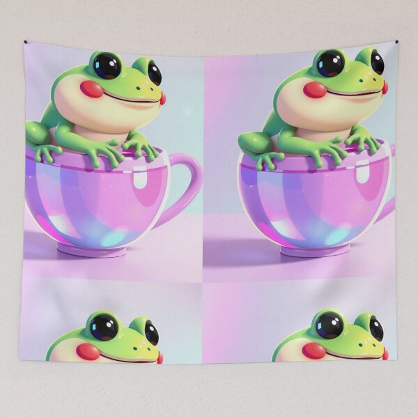 Item preview, Kawaii Frog Bubble Tea Sticker – Cute Pastel Aesthetic Boba Frog Art designed and sold by Tiwtiws.