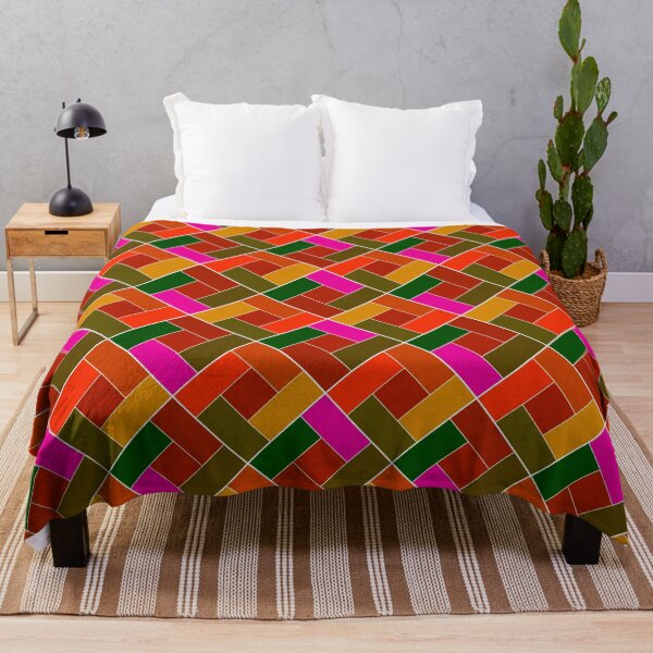 Item preview, Geometric patchwork plaid made of multicolored patches designed and sold by fuzzyfox.