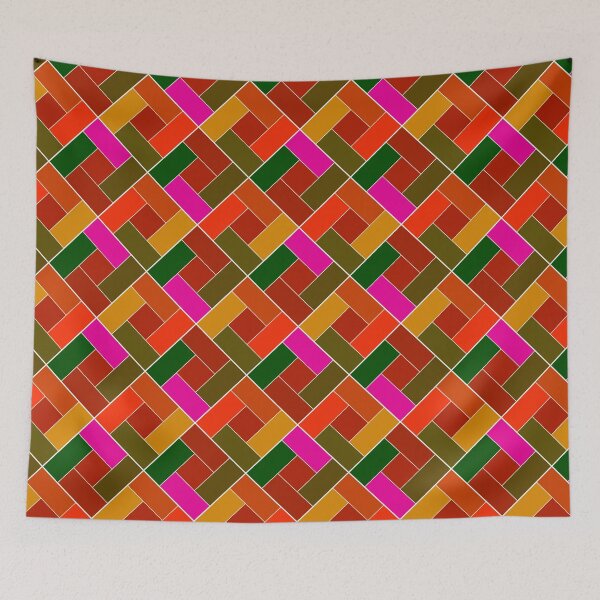 Item preview, Geometric patchwork plaid made of multicolored patches designed and sold by fuzzyfox.