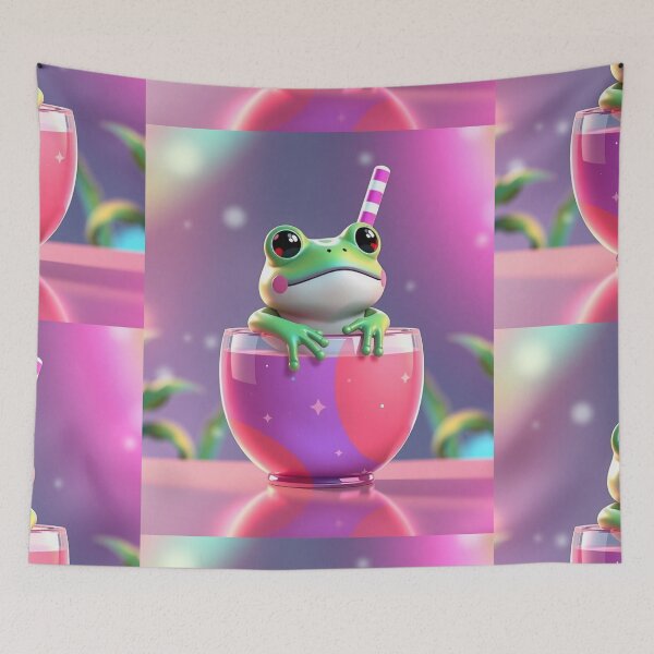 Item preview, Kawaii Frog Bubble Tea Sticker – Cute Pastel Aesthetic Boba Frog Art designed and sold by Tiwtiws.