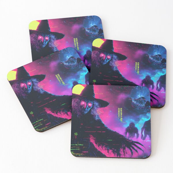 Item preview, Neon Vaporwave Witch with Monsters | Retro 80s Horror Aesthetic designed and sold by JonHale.