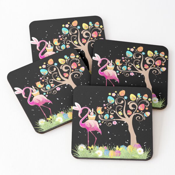 Item preview, Whimsical Easter Flamingo Bunny Ears & Egg Tree Design designed and sold by LeannaCastej.