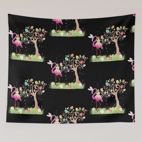 Item preview, Whimsical Easter Flamingo Bunny Ears & Egg Tree Design designed and sold by LeannaCastej.