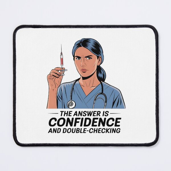Item preview, Student Nurse Clinical Rotation Humor | The Answer is Confidence and Double-Checking | Nursing School Life designed and sold by CuteDesignables.