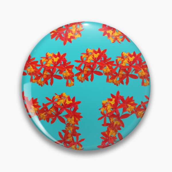 Item preview, Turquoise Bloom: Scarlet Orchids on Cyan designed and sold by SheFriendly143.