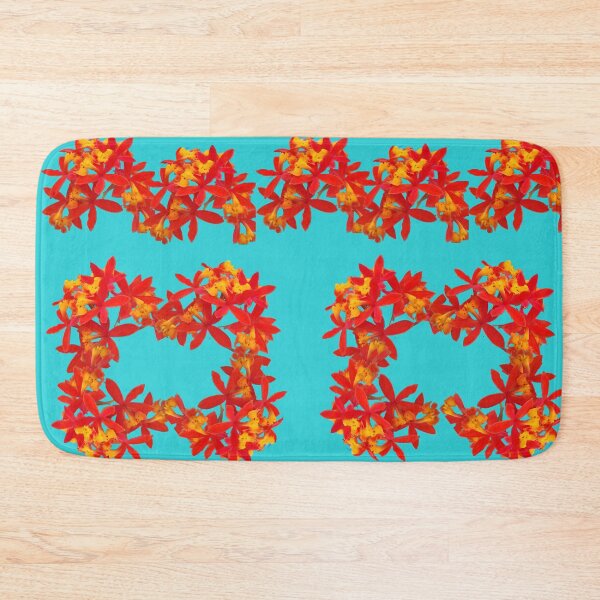 Item preview, Turquoise Bloom: Scarlet Orchids on Cyan designed and sold by SheFriendly143.