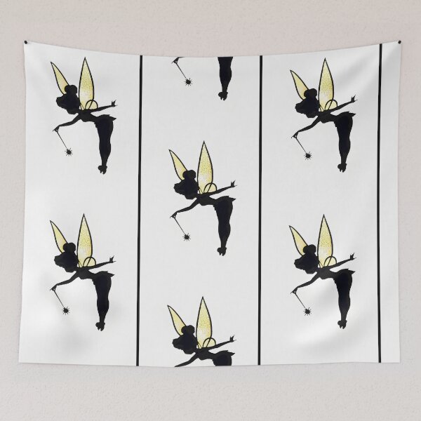 Item preview, Enchanting Fairy Silhouette: Golden Sparkling Wings & Magic Wand Art designed and sold by CozyCafete.