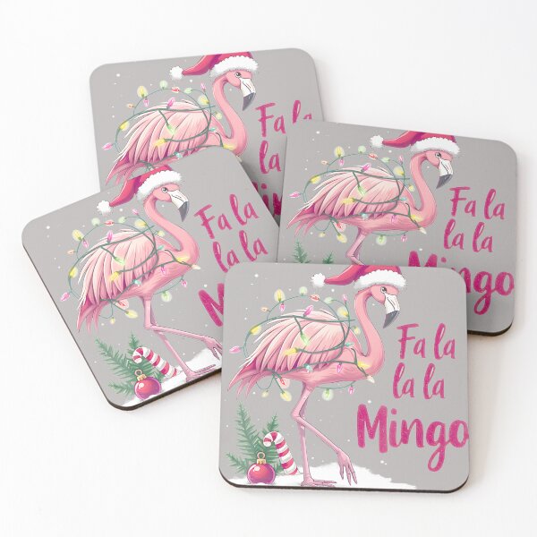 Item preview, Fa La La La Mingo Festive Flamingo with Christmas Lights & Santa Hat designed and sold by VincentMulisan1.