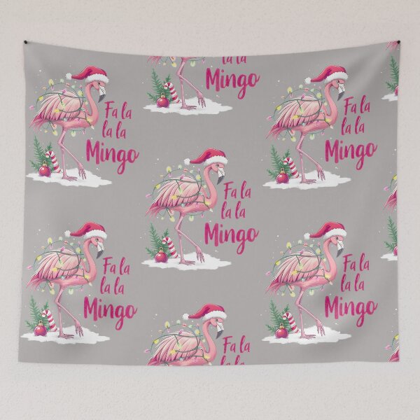 Item preview, Fa La La La Mingo Festive Flamingo with Christmas Lights & Santa Hat designed and sold by VincentMulisan1.