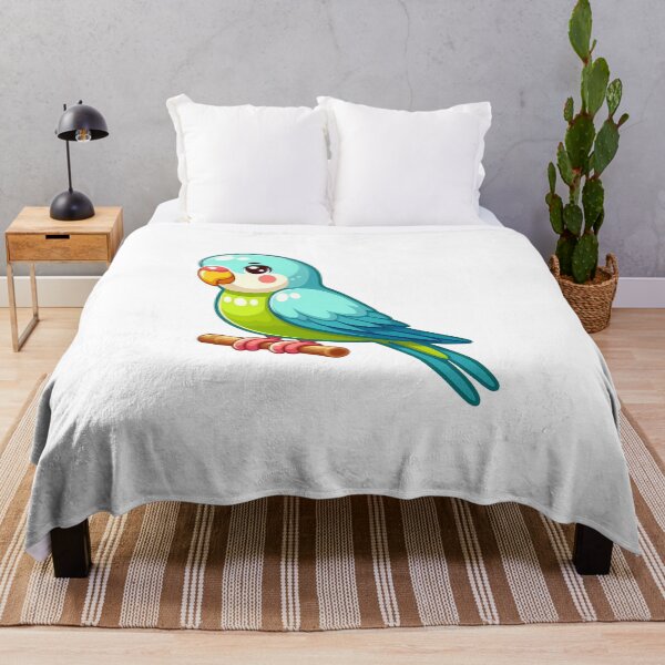 Item preview, Blue and Green Parrot with Long Tail Sitting on a Wooden Branch designed and sold by cave-canvas.