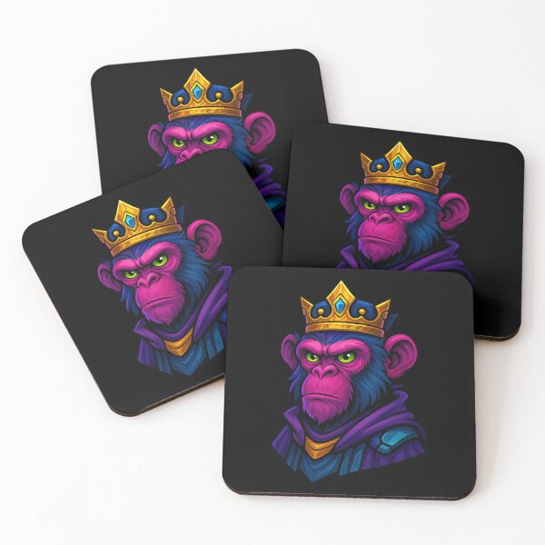 Item preview, Royal Fierce Purple Monkey King Wearing Golden Crown and Cloak in Vibrant Fantasy Style Majestic Animal Digital Artwork designed and sold by Mimoshi ⭐⭐⭐⭐⭐.