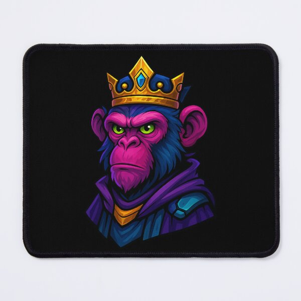 Item preview, Royal Fierce Purple Monkey King Wearing Golden Crown and Cloak in Vibrant Fantasy Style Majestic Animal Digital Artwork designed and sold by Mimoshi ⭐⭐⭐⭐⭐.
