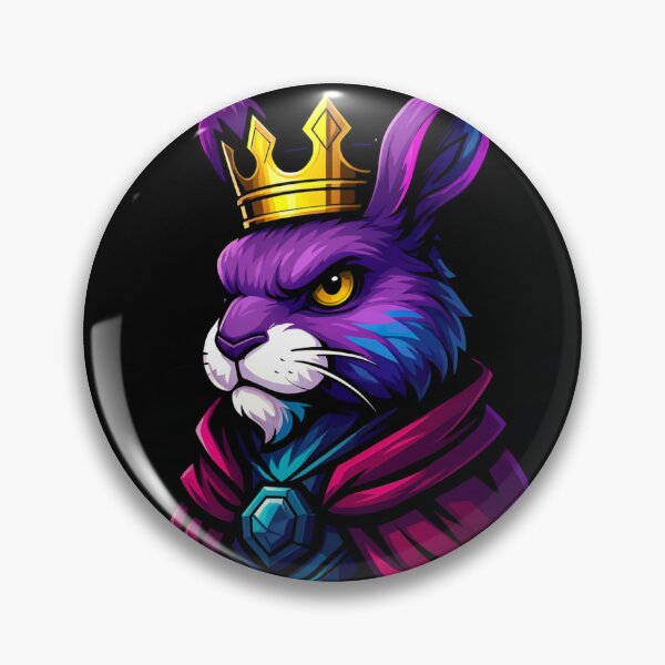 Item preview, Regal Royal Purple Rabbit King Wearing Golden Crown and Gemmed Cloak in Vibrant Fantasy Style Majestic Animal Illustration designed and sold by Mimoshi ⭐⭐⭐⭐⭐.