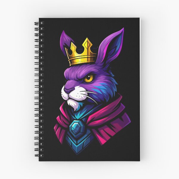 Item preview, Regal Royal Purple Rabbit King Wearing Golden Crown and Gemmed Cloak in Vibrant Fantasy Style Majestic Animal Illustration designed and sold by Mimoshi ⭐⭐⭐⭐⭐.