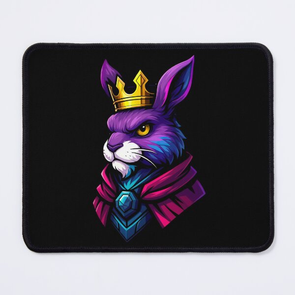 Item preview, Regal Royal Purple Rabbit King Wearing Golden Crown and Gemmed Cloak in Vibrant Fantasy Style Majestic Animal Illustration designed and sold by Mimoshi ⭐⭐⭐⭐⭐.