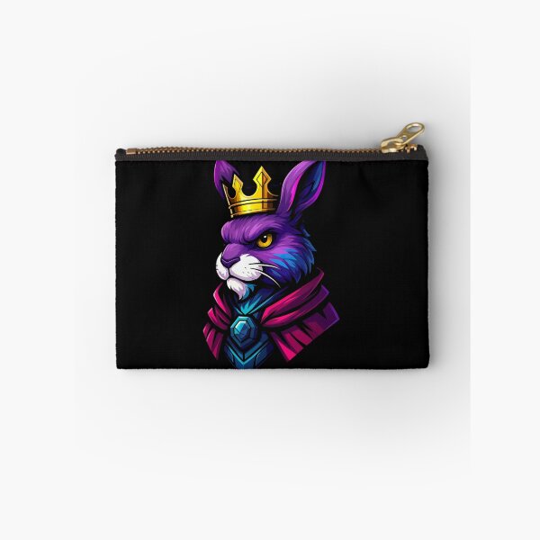 Item preview, Regal Royal Purple Rabbit King Wearing Golden Crown and Gemmed Cloak in Vibrant Fantasy Style Majestic Animal Illustration designed and sold by Mimoshi ⭐⭐⭐⭐⭐.