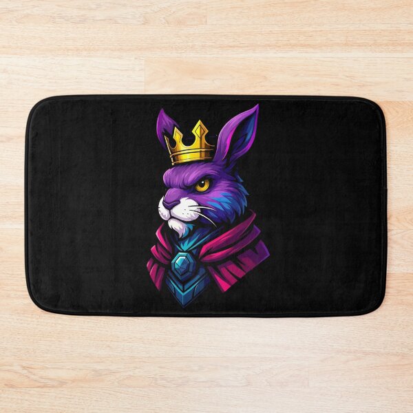 Item preview, Regal Royal Purple Rabbit King Wearing Golden Crown and Gemmed Cloak in Vibrant Fantasy Style Majestic Animal Illustration designed and sold by Mimoshi ⭐⭐⭐⭐⭐.