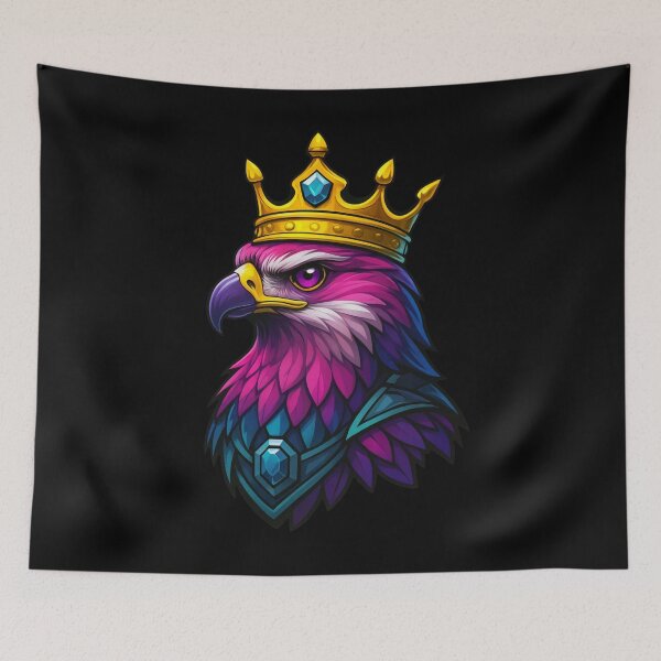 Item preview, Regal Majestic Eagle King Wearing Golden Crown and Gemmed Armor in Vibrant Fantasy Style Powerful Royal Bird Illustration designed and sold by Mimoshi ⭐⭐⭐⭐⭐.