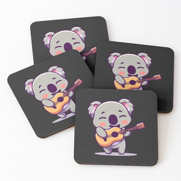 Item preview, Sleepy Cute Koala Playing Guitar – Kawaii Chibi Cartoon Music Lover Design designed and sold by ColorSplash123.