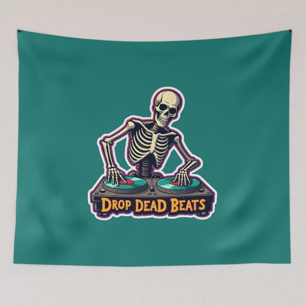 Item preview, Funny Skeleton DJ Drop Dead Beats Halloween designed and sold by HasHs.