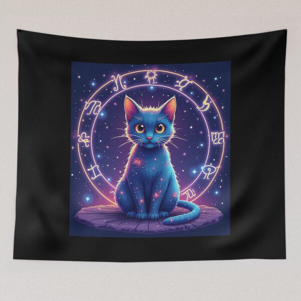 Item preview, A cat in glowing zodiac circle designed and sold by catlovers2025.