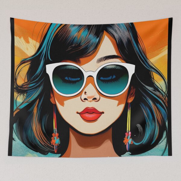 Item preview, Sunny Girl with Shades, Sunny Girl wearing Sunglasses, Sunspecs, Sunnies designed and sold by CharlottePlaceArt.