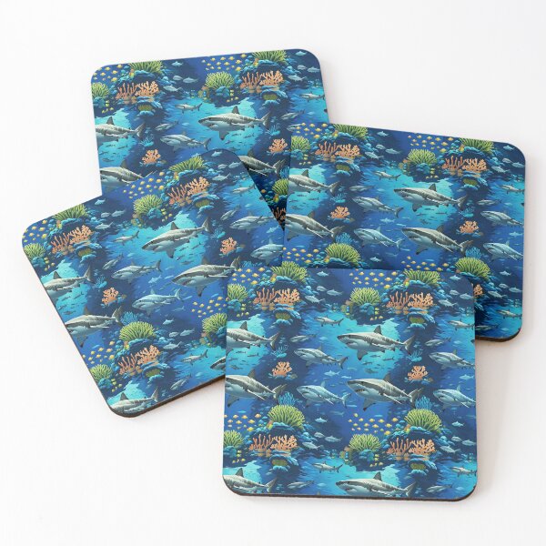 Item preview, Sharks Under the Sea – Ocean Aesthetic Blue Marine Art designed and sold by creativerooney.