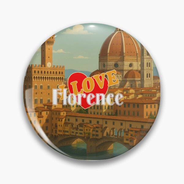 Item preview, Greetings from FLORENCE - ITALY - Retro Colorful City View (Three Landmarks) designed and sold by Earth Celebration Designs.