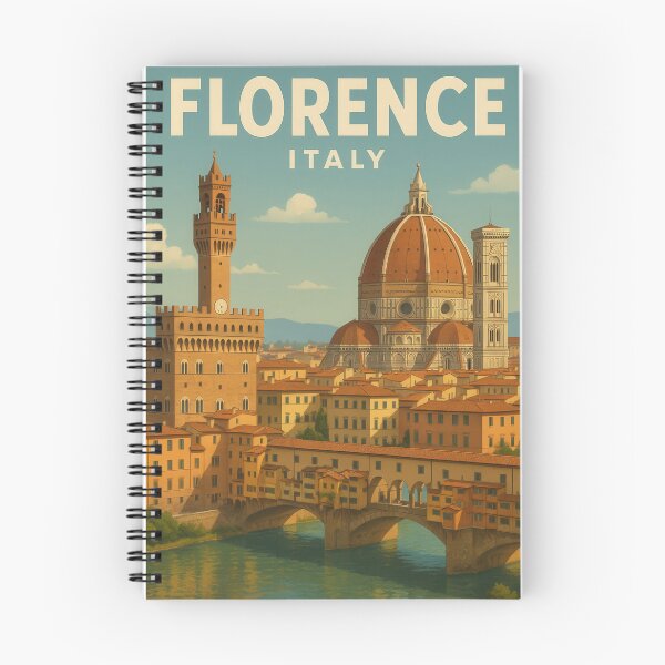 Item preview, Greetings from FLORENCE - ITALY - Retro Colorful City View (Three Landmarks) designed and sold by Earth Celebration Designs.