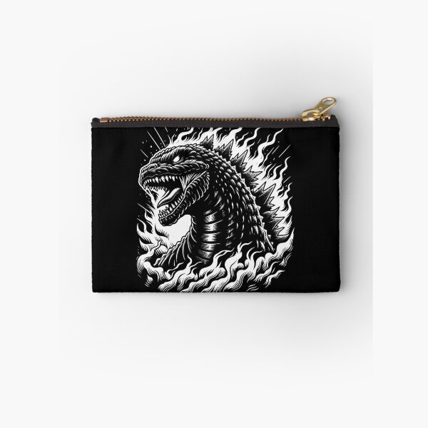 Item preview, Monochrome Fire-Breathing Dragon with Spiked Back and Open Jaws designed and sold by beast-net.
