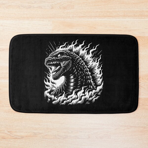 Item preview, Monochrome Fire-Breathing Dragon with Spiked Back and Open Jaws designed and sold by beast-net.