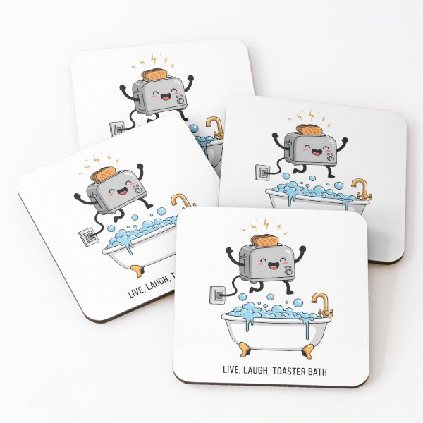 Item preview, Live Laugh Toaster Bath Funny cheerful Cartoon toaster diving into bubbles designed and sold by SkeletonsDanger.