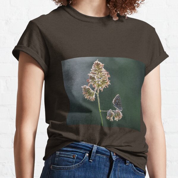 Common Blue Butterfly On Grass Classic T-Shirt